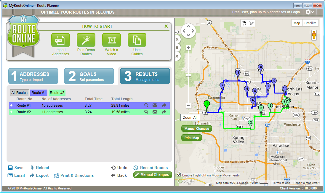Free Route Planner MyRouteOnline software