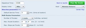 Route Planner Parameters Panel Route Planner Parameters Panel