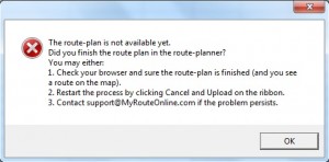 Route plan is not ready