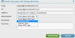 Export driving direction route to my TomTom