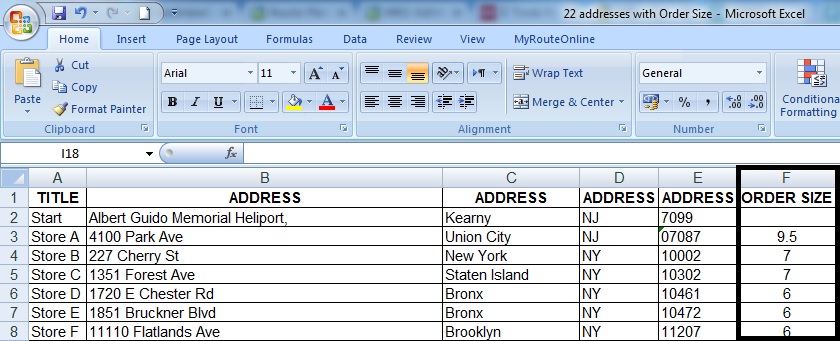 Excel with Order Size