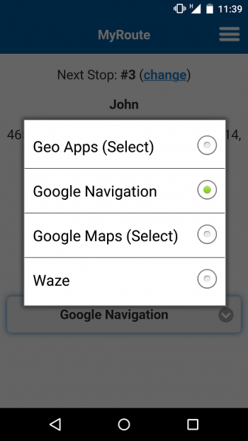 Select navigation app-Android