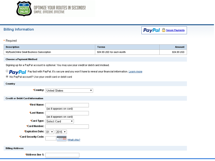 Help guide for PayPal issues | MyRouteOnline