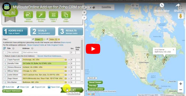 Export from Zoho to MyRouteOnline