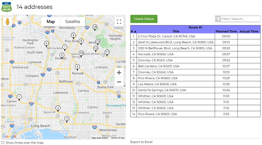 Delivery and Tracking page
