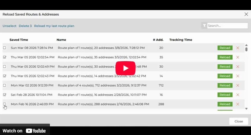 Delete saved routes-video